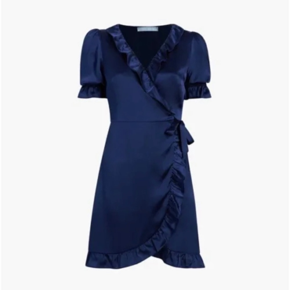 Hill House || Nima Silk Wrap Mini Dress Navy XS‎